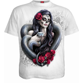 T-shirt homme blanc  Catrina mexicaine et serpent