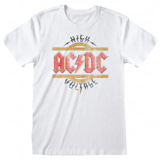T-shirt homme blanc vintage AC/DC - HIGH VOLTAGE (licence officielle)