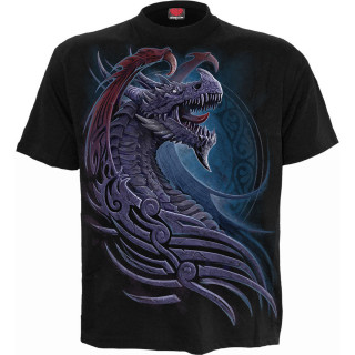 T-shirt homme  dragon violet et pourpre ail sur fond runique