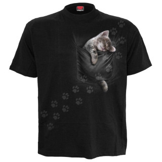 T-shirt homme  empreintes de pattes et poche chaton