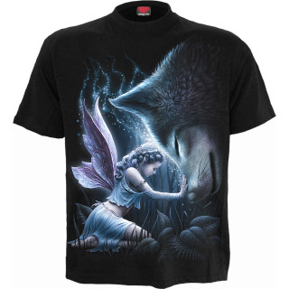 T-shirt homme  fillette fe et loup souriant