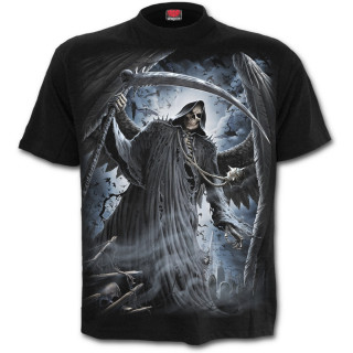 T-shirt homme gothique avec La mort entoure de ses fidles chauves-souris