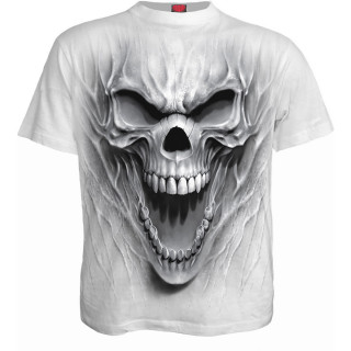 T-shirt homme gothique blanc  crane spectral "Mort mergente"