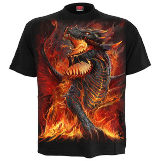 T-shirt homme gothique  Dragon dbordant de lave