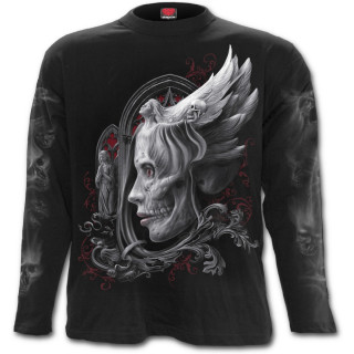 T-shirt homme gothique manches longues  visage, cranes et ange de la mort fusionns