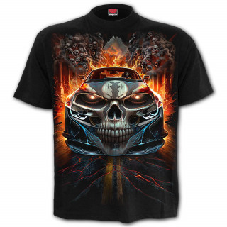 T-shirt homme gothique  voiture infernale et crne ail "SPEED FREAK"
