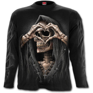 T-shirt homme manches longues "Amour noir" avec la Mort formant un coeur