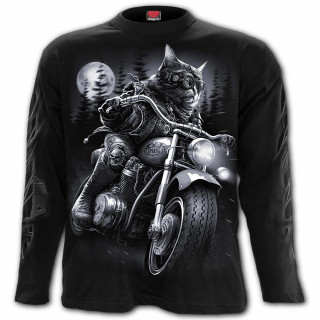 T-shirt homme manches longues  chat biker sur sa moto
