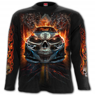 T-shirt homme manches longues  voiture infernale et crne ail "SPEED FREAK"