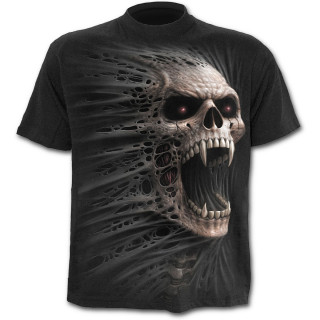 T-shirt homme noir imitation vampire dchirant le vtement