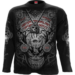 T-shirt manches longues homme à démon utilisant une planche Ouija