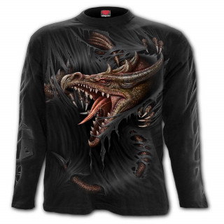 T-shirt manches longues homme à dragon déchirant le vêtement