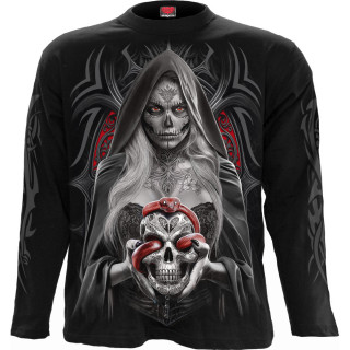 T-shirt manches longues homme  grande prtresse de la mort avec crane et serpent