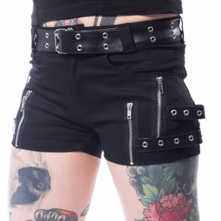 Short femme noir  ceinture et zip RIKA - Chemical Black