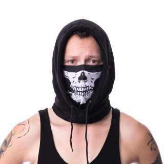 Snood (masque) capuche noir  squelette blanc