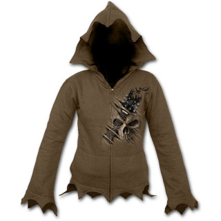 Sweat-capuche femme chocolat  zip "NIGHT RIFFS"