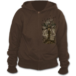 Sweat-capuche femme "Gardienne des forêts dans la Mort" - chocolat - à zip