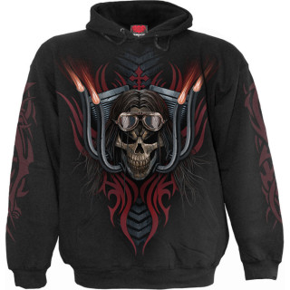 Sweat capuche homme à biker squelette "Rouler librement ou mourir"