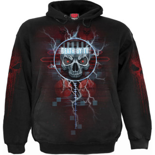 Sweat capuche homme  crne d'crans "La mort par la tlvision"