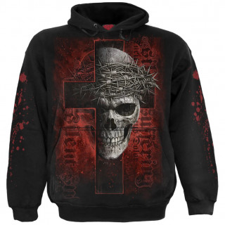 Sweat capuche homme squelette � couronne d'�pines et croix
