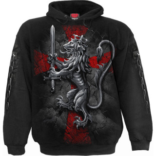 Sweat capuche homme squelette soldat en armure et blason Lion