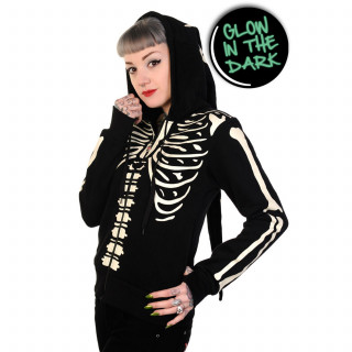 Sweat-shirt femme gothique Banned noir  squelette phosphorescent