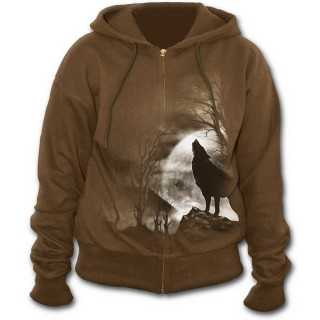Sweat-shirt gothique femme avec loup dans une fort enneige