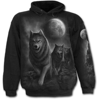 Sweat-shirt gothique homme avec meute de loups et pleine lune