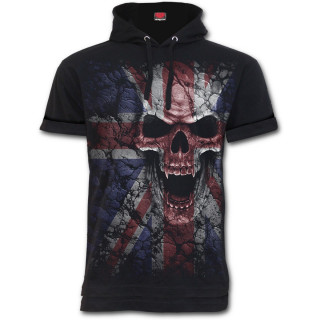 Sweat-shirt homme d't  manches courtes avec tte de mort sur drapeau Union Jack