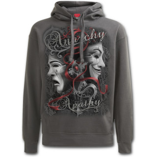 Sweat-shirt homme gris "REBELLION" avec croix et masques vnitiens