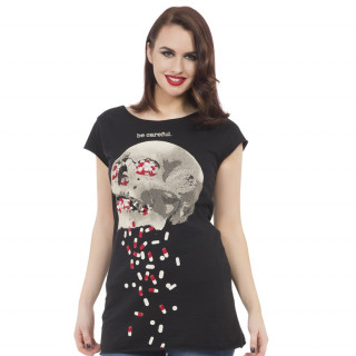 T-shirt Femme goth-rock Jawbreaker  tte de mort bourre de pillules