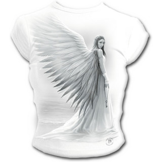 T-shirt femme gothique  mancherons avec ange tenant la cl du paradis