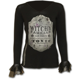 T-shirt femme gothique  manches longues vintage "WITCHY FAMILIAR"