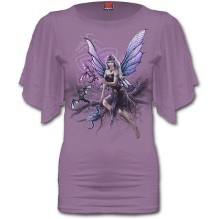 T-shirt femme pourpre  fe gardienne des dragons et manches voiles