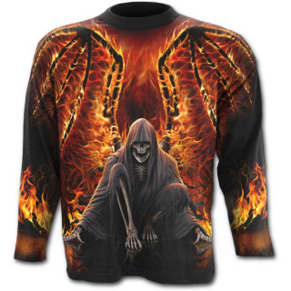 T-shirt gothique homme  manches longues avec "La Mort" aux ailes de feu