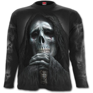 T-shirt gothique homme  manches longues avec la Mort regardant son sablier