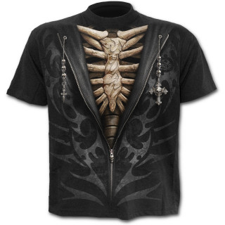 T-shirt homme avec dessin imitation sweat-shirt dzipp sur squelette