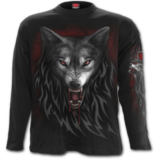 T-shirt homme gothique  manches longues avec couple de loups et Ankh