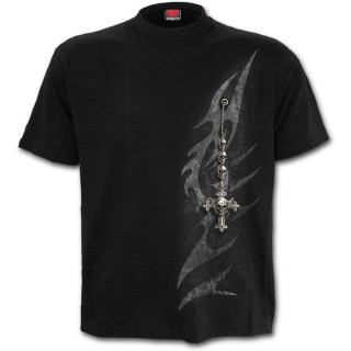 T-shirt homme gothique  symbole tribal et fausse broche