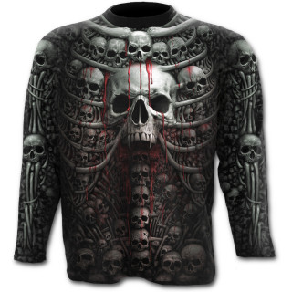 T-shirt homme gothique manches longues  cage thoracique style catacombes