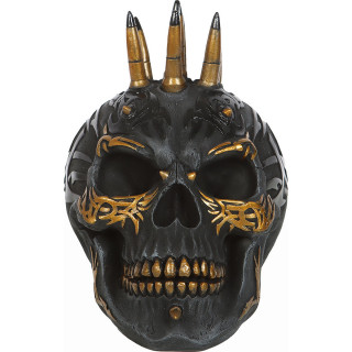 Tte de mort dco punk tatoue  crte de balles "BLACK GOLD" (20cm)