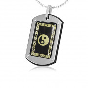 Pendentif plaque �  frise et symbole Yin et Yang