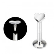 Piercing labret coeur acier � filetage interne