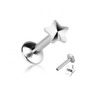 Piercing labret �toile acier � filetage interne