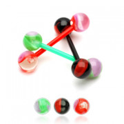Piercing langue boules marbr�es bicolores