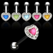 Piercing langue couronne coeur  sertie