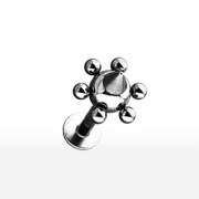 Piercing l�vre labret boule � pointes et billes