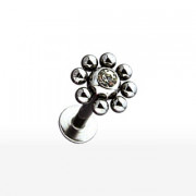 Piercing l�vre labret boule sertie et billes