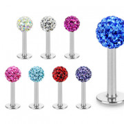 Piercing l�vre labret boule Swarovski Ferido