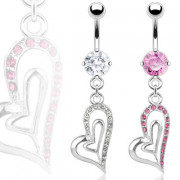 Piercing nombril � pendentif coeurs